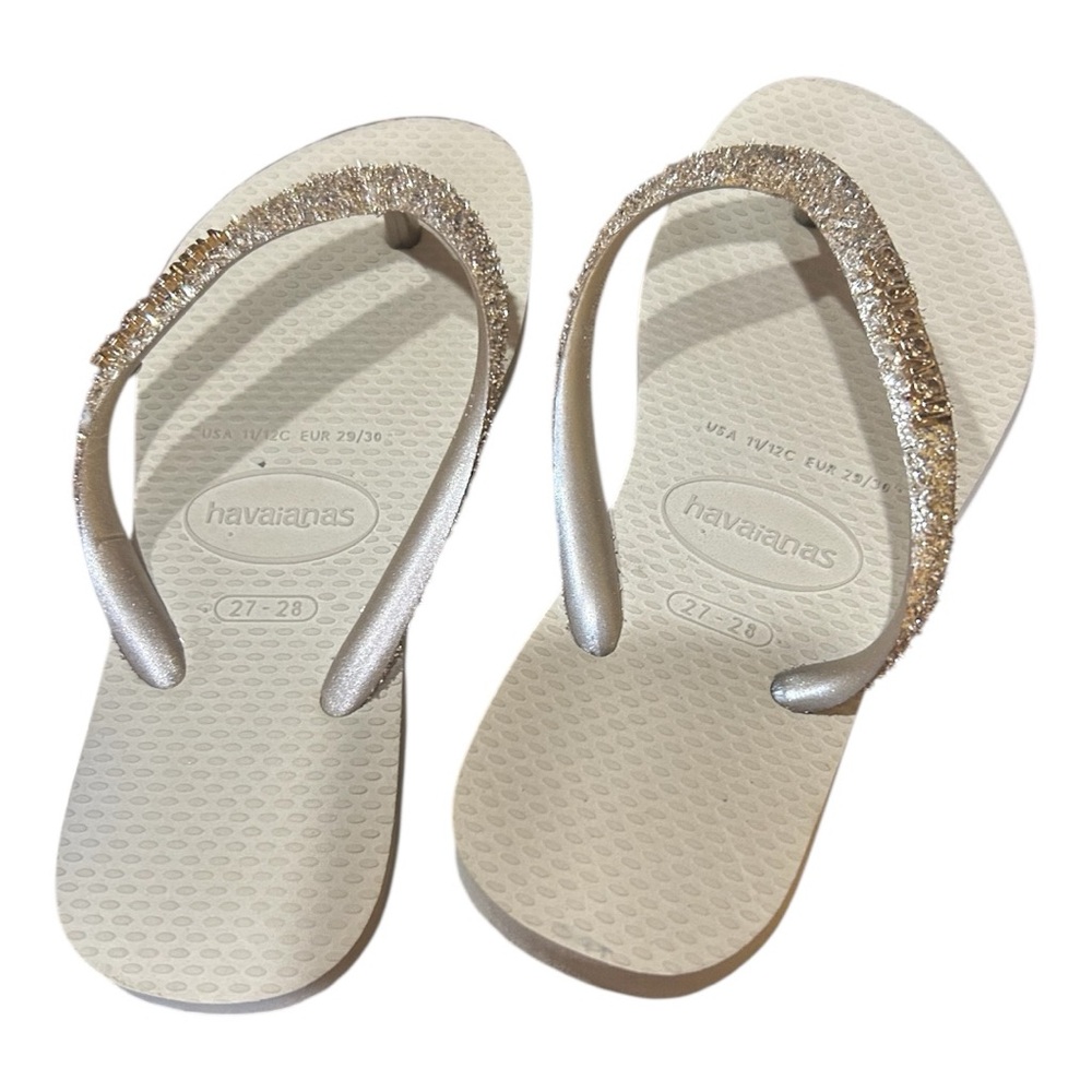 Havaianas Silver Sandals Sparkly Flip Flops